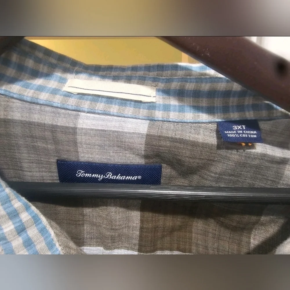 Tommy Bahama Blue and White Checked Long-Sleeve Button-Down Shirt
